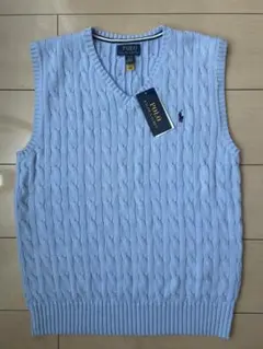 未使用タグ付　難あり　ポロラルフローレン ケーブルニット ベスト QRタグ