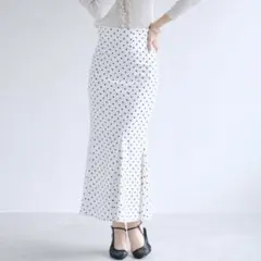 バックサテンマーメイドスカート ドットスカート ロングスカート