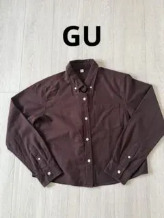 GU オックスフォードショートシャツ　シャツ　トップス　ブラウン　M