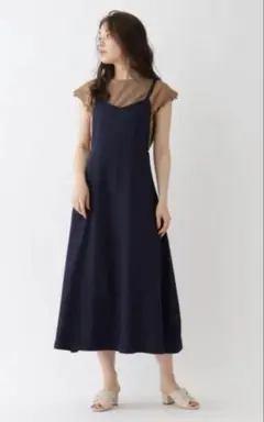 ネイビー キャミワンピース ロングワンピース