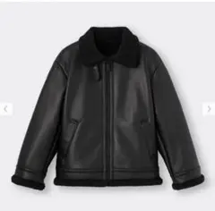 GU フェイクレザーB3ブルゾン S ブラック 美品