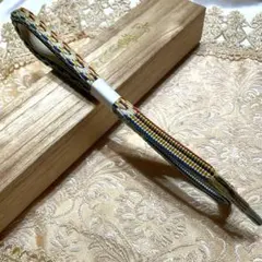 着物-帯締め799 【正絹】生成り地×多色使い 平組 上品配色 和装小物