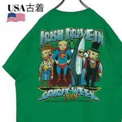 USA古着 イベントtシャツ バックプリント 緑グリーン XL Tシャツ