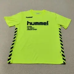 【美品】hummel　プラクティスシャツ　蛍光イエロー　Oサイズ