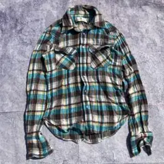 00's vintage ネルシャツ スパンコール バックプリント チェック