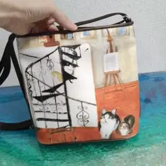 【新品未使用】マンハッタナーズ　ショルダーバック　猫柄