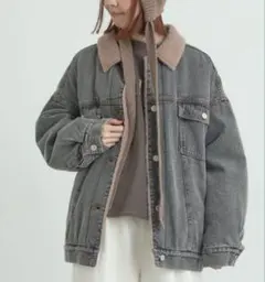 今季　サマンサモスモス　デニムボアジャケット　ブラック　未使用タグ付