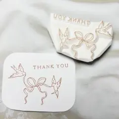小鳥 Thank you 消しゴムはんこ 01