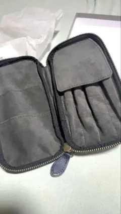 &Liebe栃木レザーペンケース4本差しスムーンネイビー