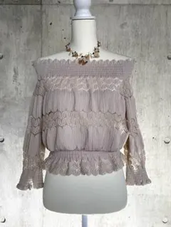 フェアリーグランジバレエコア森ガールギャル　オフショルレーストップ