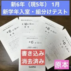 SAPIX 新6年（現5年）　1月　新学年　入室・組分けテスト　書き込み消去済み