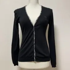 バーバリーブルーレーベル　カーディガン　ノバチェック　ホースロゴ　ブラック　M