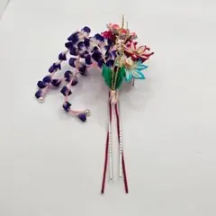 【昭和レトロ】七五三 髪飾り つまみ細工 勝山かんざしセット 藤下がり 簪