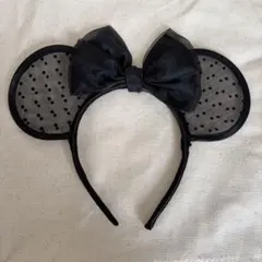 ディズニー　カチューシャ　レース黒