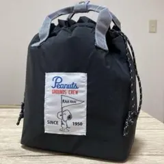 【新品】PEANUTS スヌーピー 保冷保温 巾着バッグ ランチバッグ ブラック