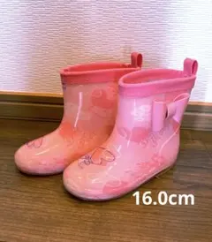 キッズ用 レインブーツ　長靴　 ピンク リボン付き　16.0cm