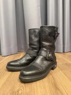 EMPORIO ARMANI ブラック レザー エンジニアブーツ