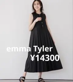 ノースリーブ ブラック　ワンピース パール釦　プリーツロングワンピースのサムネイル