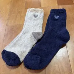 ミッキー シルエット フリースソックス 2色セット　中古のサムネイル