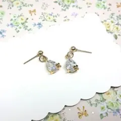 No.1015☆雫×フラワー（クリスタル） ピアス イヤリング マスクチャーム