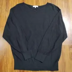 グローバルワーク　Vネック 長袖ニット　ブラック　Ｌsize