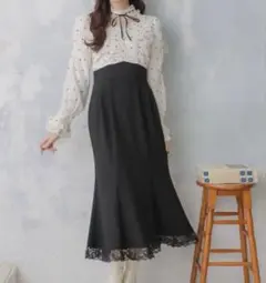 couture by ROJITA フリルチョーカーツイードドッキングワンピース