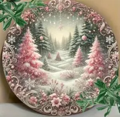 【数量限定5名様まで】冬の美しい風景 ピンクのクリスマスツリー　ウェルカムボード