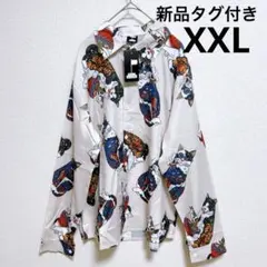 新品タグ付き　和柄シャツ 猫　ねこ　浮世絵 刺青猫 タバコ ラーメン　XXL