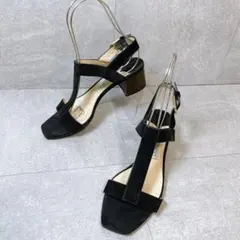 【美品】JIMMY CHOO カスケード 黒 Tストラップ 24.5㎝ イタリアのサムネイル