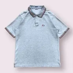 90s champion チャンピオン ポロシャツ 古着 グレー 刺繍 ロゴ