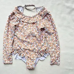 花柄　フリル　長袖水着　120cm