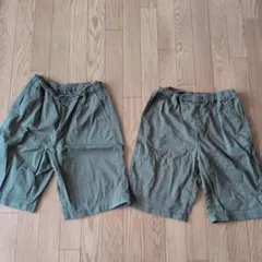 UNIQLO ハーフパンツ 160サイズ　カーキ２点セット
