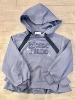 メゾピアノ フード付き トレーナー ブルーグレー フリル 120