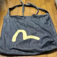 デニム トートバッグ ロゴ入り 大きめ