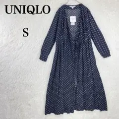 【ユニクロ】ロングワンピース タグ付き 花柄 イネスコラボ Sブラック・ネイビー