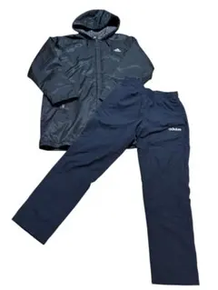 adidas ベンチコートM黒＆トレーニングパンツ M ネイビーセット