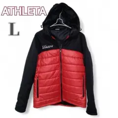 良品　アスレタ　中綿　トレーニングウェア　Lサイズ　刺繍ロゴ　フード付 防寒