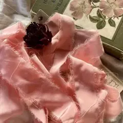 peach♡ 手染め くしゅくしゅ シルク リボン 裂き布 合計3m