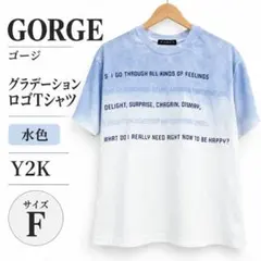 GORGE ゴージ Tシャツ 水色 F グラデーション ロゴ Y2K
