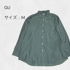 GU シアーオーバーサイズシャツ グリーン オリーブ 長袖 メンズ M
