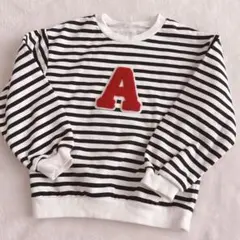 120 アプレレクール　ストライプ柄　トレーナー　 赤　A 刺繍