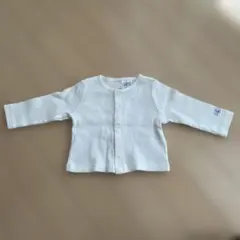 プチバトー リブ編みホワイトカーディガン サイズ67