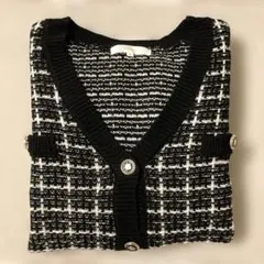 grove ツイードニットVカーディガン Mサイズ