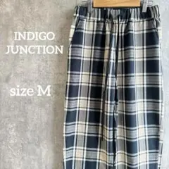 パンツ チェック ネイビー