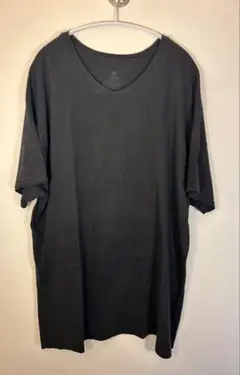 Hanes オーバーサイズ コットン Vネック Tシャツ 黒