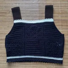 未着用　GU透かし編みニットビスチェ　M