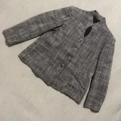 00's vintage スタンドカラー ツイードジャケット グレー y2kのサムネイル