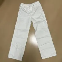 ユニクロ　デニムパンツ　ワイドパンツ　白　25