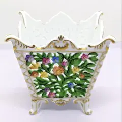 ケースつき ヘレンド 透かし彫り 鉢カバー 手描き 磁器製