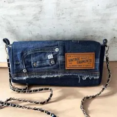 ハンドメイド　デニムバッグ　ショルダーバッグ　サコッシュ　ミニショルダー　バッグ